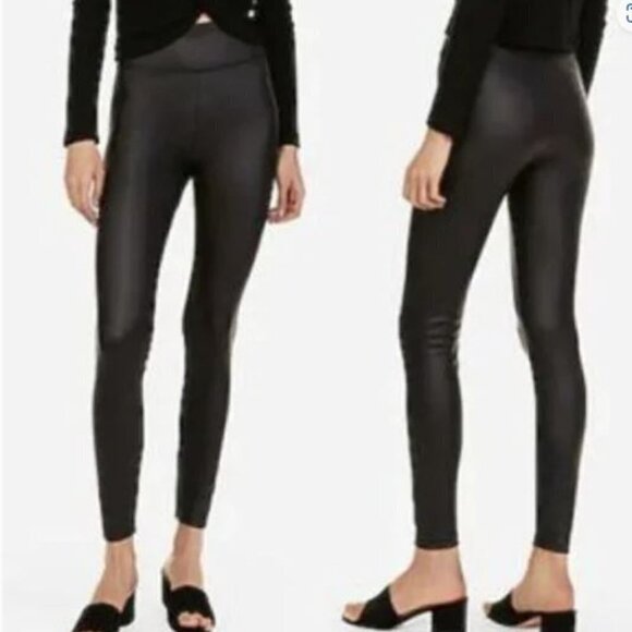Express Super High Waisted Faux Leather Ankle Leggings S - Picture 1 of 4